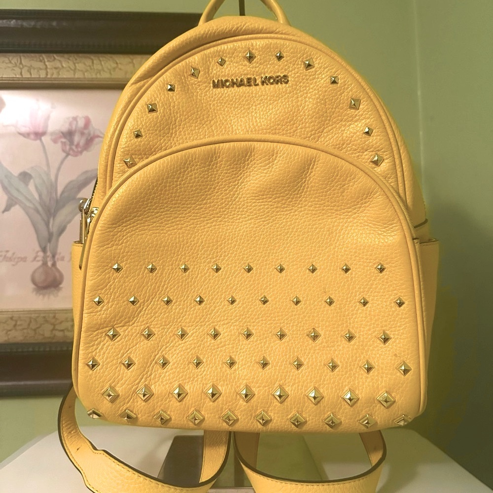 💛 MICHAEL KORS 💛 ABBEY LEATHER YELLOW & GOLD